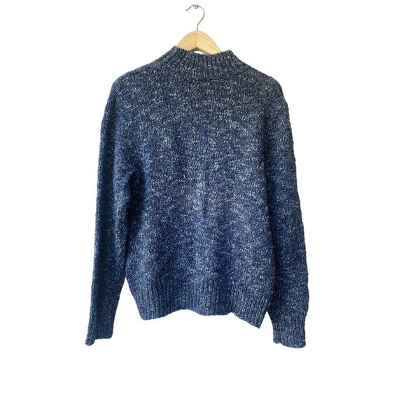 Talbots Mock Turtleneck Wool Sweater XL Chunky Boucle Wool Blend Blue Oversized - Picture 4 of 6